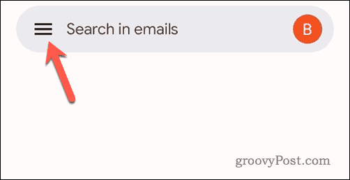 Tocca l'icona del menu Gmail in Gmail per dispositivi mobili