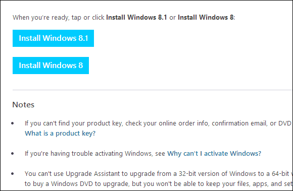 Pagina di download di Windows 8.1