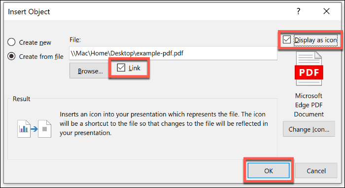 Inserimento di un file PDF come oggetto in PowerPoint