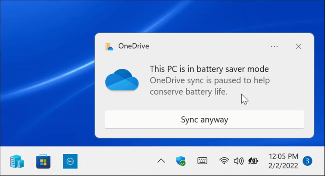 Modalità risparmio batteria Sincronizzazione OneDrive in pausa