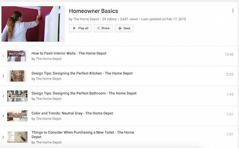 home depot come guardare i video di YouTube