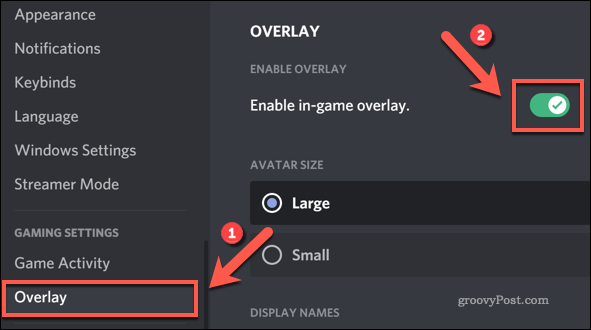 Abilitazione dell'overlay di gioco di Discord