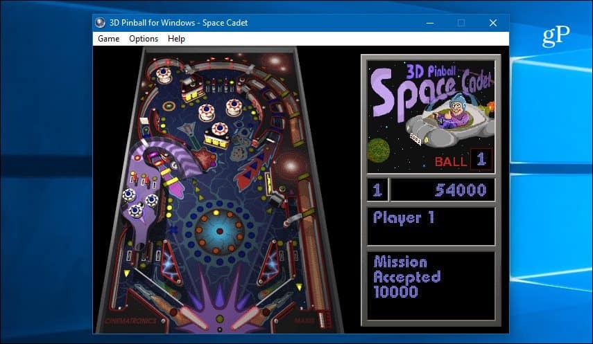 Space Cadet 3D Pinball su Windows 10