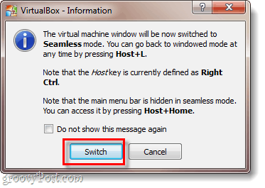 finestra informazioni virtualbox