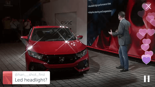 Honda ha utilizzato Periscope per rivelare il prototipo Civic SI del 2017.