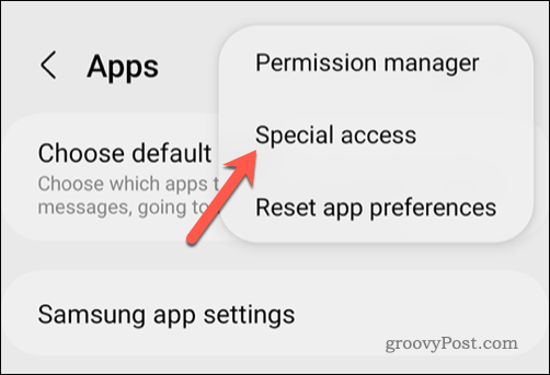 Apertura del menu Accesso speciale su Android