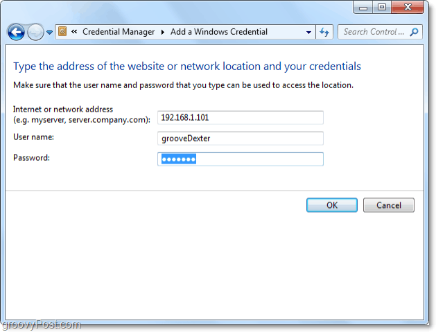 aggiungere una risorsa di rete al vault di Windows 7