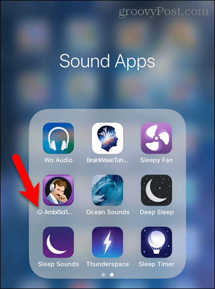 Icona di download cloud accanto al nome dell'app