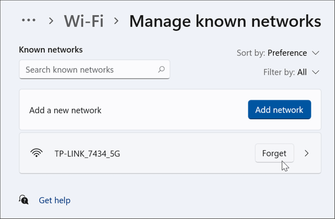 dimentica una rete wi-fi su Windows 11