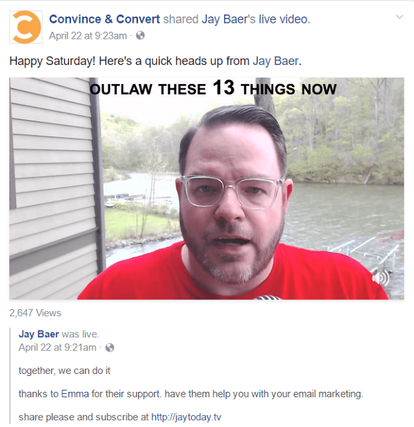 Jay mette il video di ogni episodio di Jay Today su quattro diverse piattaforme di social media, oltre a un post sul blog su LinkedIn, Medium e sul suo sito web.
