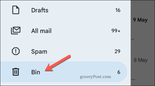 Aprire il cestino in Gmail sui dispositivi mobili