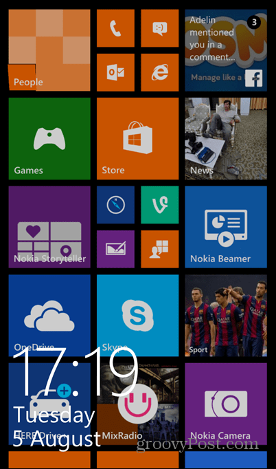 Blocco dello screenshot di Windows Phone 8.1 attivato