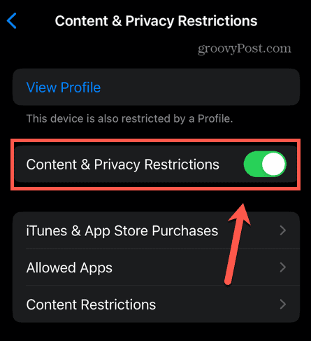 Contenuto iPhone e restrizioni sulla privacy su