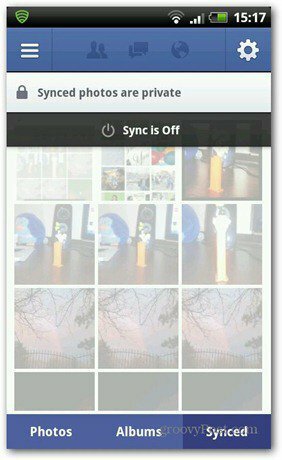 La sincronizzazione delle foto di Facebook è disattivata