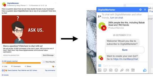 Questa campagna pubblicitaria di Facebook Messenger ha prodotto oltre 300 conversazioni di vendita per soli $ 800.