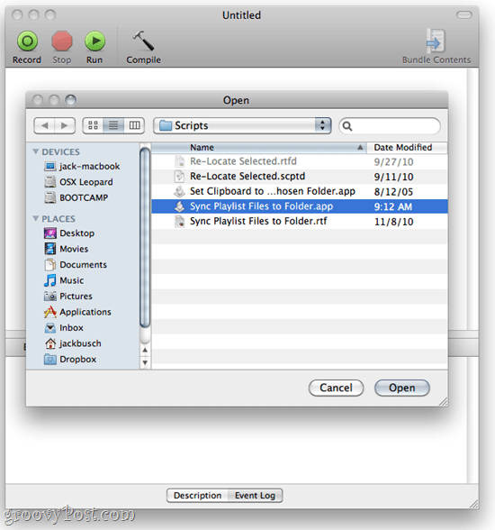 AppleScript Editor - SugarSync e iTunes