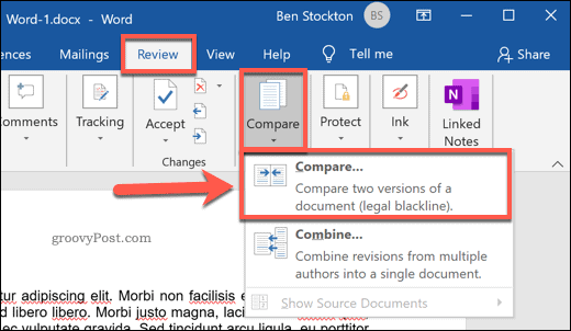 Confronto tra due documenti di Microsoft Word