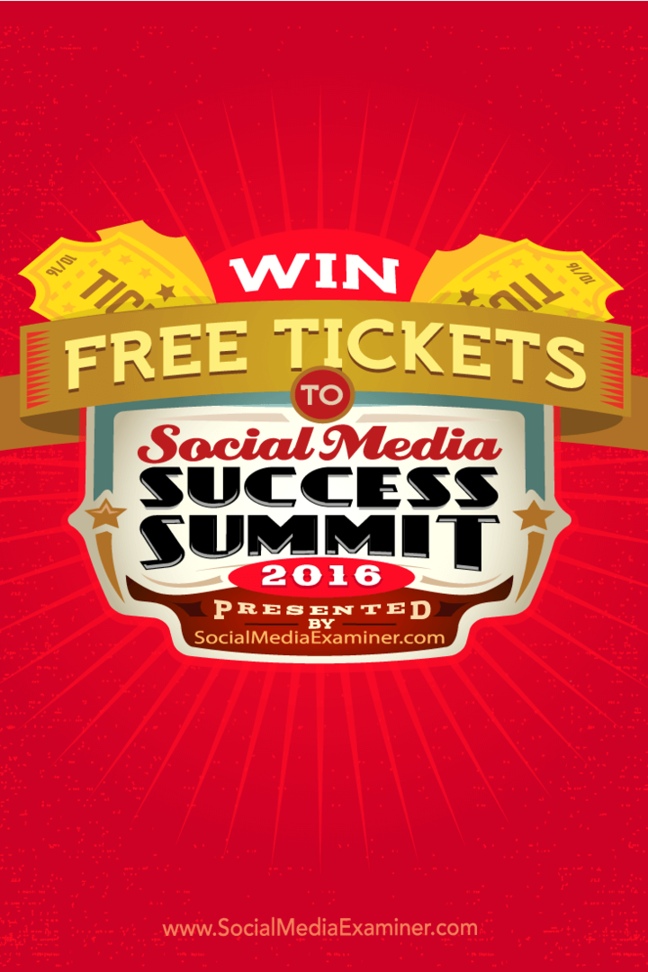 Scopri come vincere un biglietto gratuito per il Social Media Success Summit 2016.