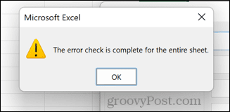 controllo degli errori excel completato