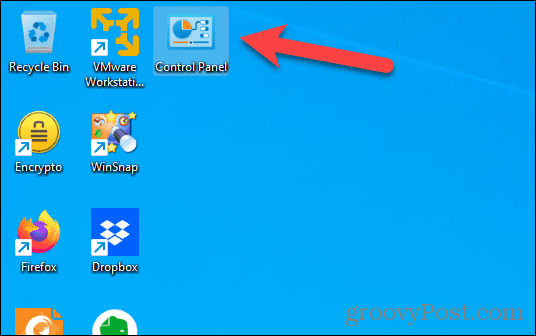 Icona del Pannello di controllo aggiunta al desktop