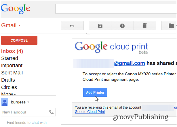 Come condividere la stampante tramite Google Cloud Print