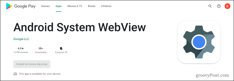 Visualizzazione Web del sistema Android nel Google Play Store