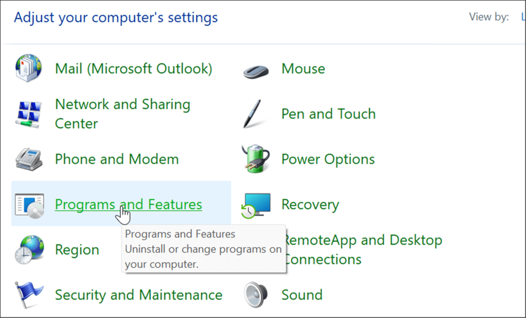 I programmi e le funzionalità gestiscono le funzionalità opzionali su Windows 11
