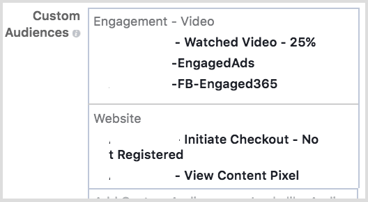 Scegli come target il pubblico personalizzato di Facebook che ha già visto i tuoi messaggi.
