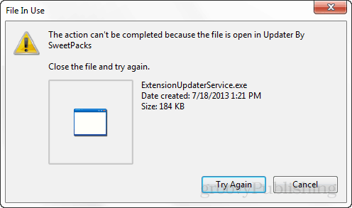 impossibile eliminare il file attualmente in uso