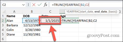 data di fine excel