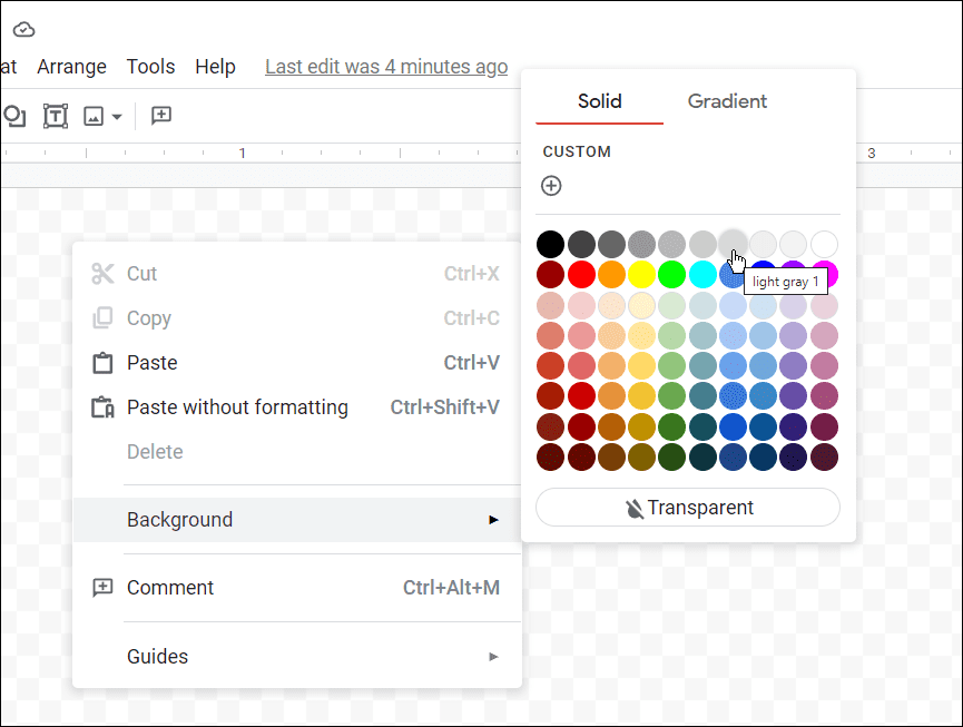 scegli il colore delle carte come creare carte su Google Docs