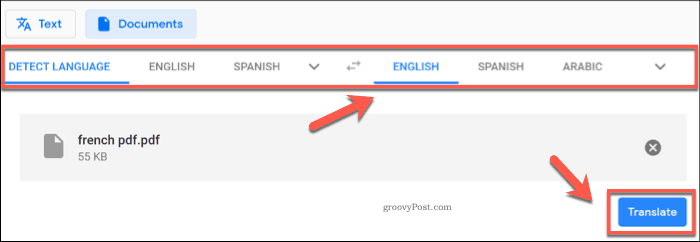 Tradurre un documento usando Google Translate