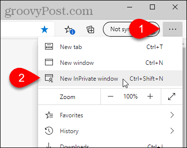 Seleziona Nuova finestra InPrivate in Edge