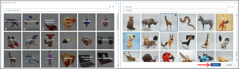 Cerca e sfoglia modelli 3D in Microsoft Office