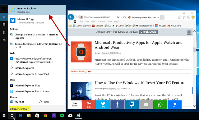 Suggerimento per Windows 10: trova e usa Internet Explorer quando necessario