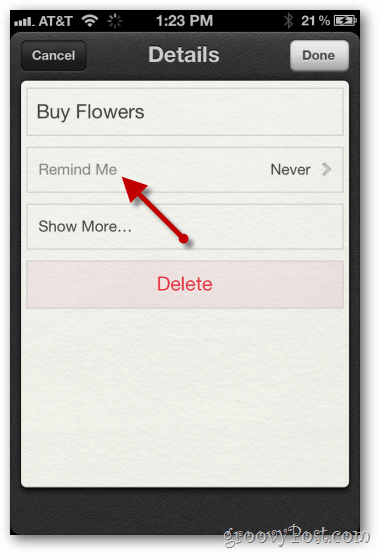 i promemoria per iPhone 4 iOS 5 mi ricordano le opzioni