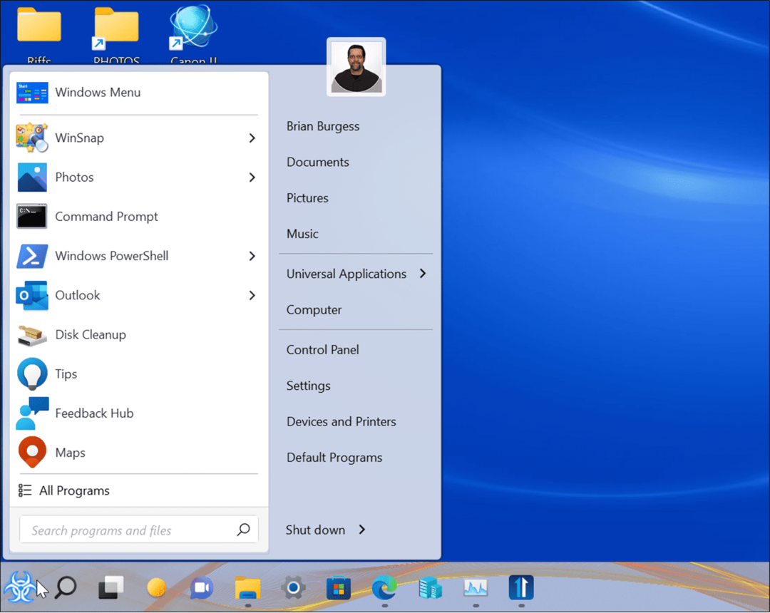 migliorare il menu di avvio e la barra delle applicazioni di Windows 11 con start 11