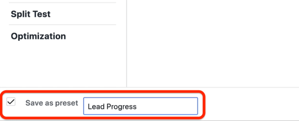 creare un report personalizzato sullo stato di avanzamento dei lead in Facebook Ads Manager, passaggio 4