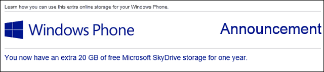 Utenti di Windows Phone Ottieni 20 GB di spazio SkyDrive gratuito