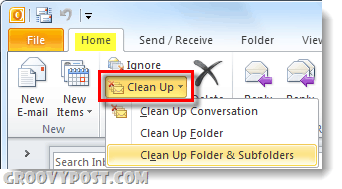ripulisci la cartella o le conversazioni in Outlook 2010