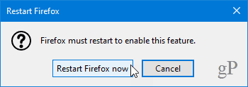 Riavvia Firefox