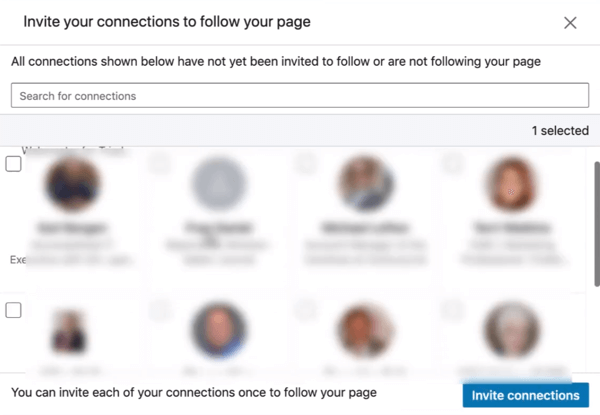 Invita le connessioni a seguire la tua pagina LinkedIn, passaggio 2.