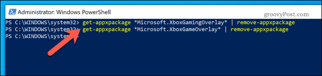 Rimozione della barra dei giochi utilizzando Windows PowerShell