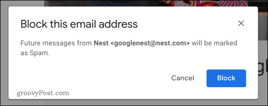 Pulsante di blocco in Gmail