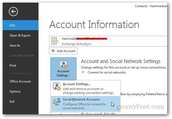 Outlook sui social network 1