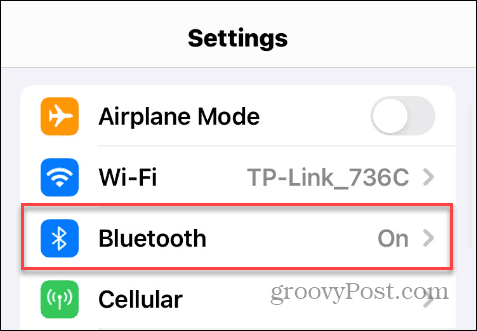 Opzione Bluetooth nelle Impostazioni iOS