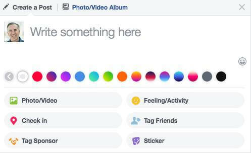 Facebook ha ampliato la gamma di opzioni di colore di sfondo disponibili per gli aggiornamenti di stato.