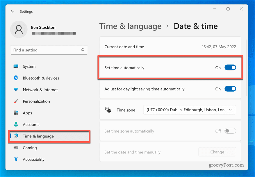 Impostazione del fuso orario su Windows 11