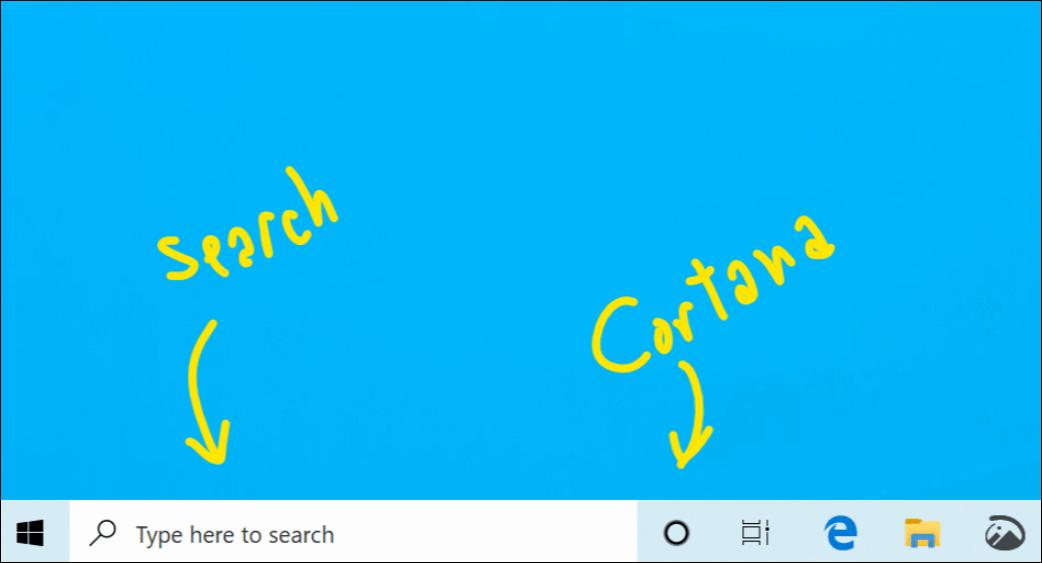 Cortana Search ha separato Windows 10 18317