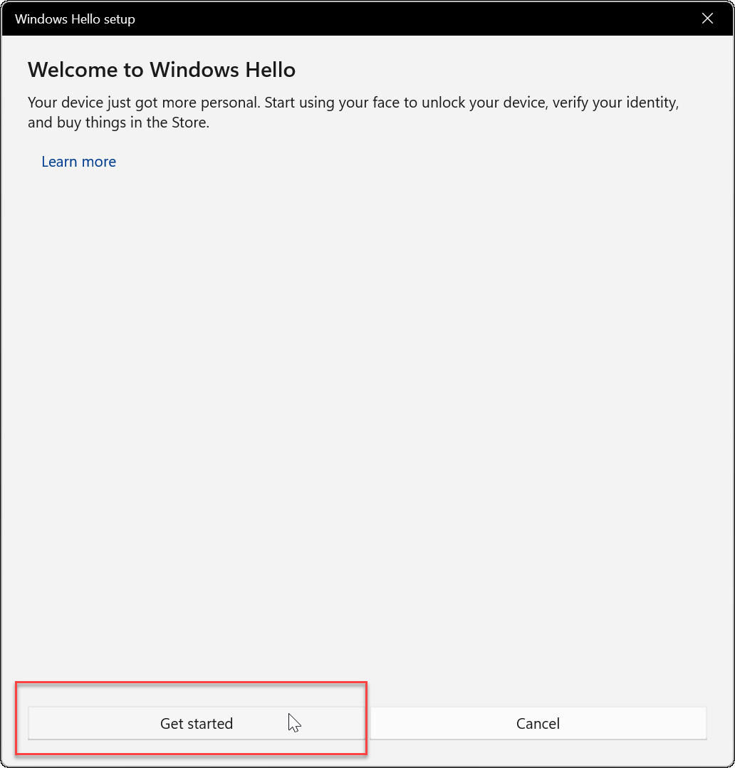 Installazione di Windows Hello